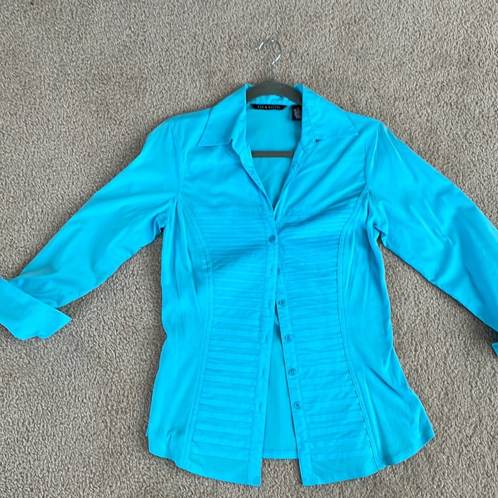 Button down turquoise blue dress shirt